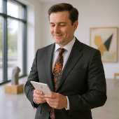 Cravate les années 70 Jardin marron orange