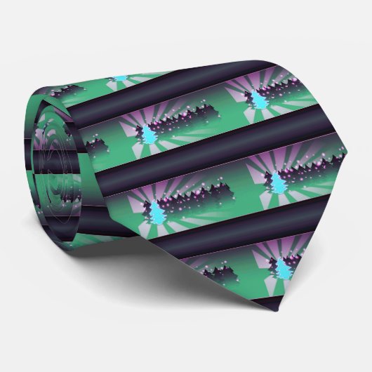 Cravate Les arbres de Noël dans les tons verts (Roulé)