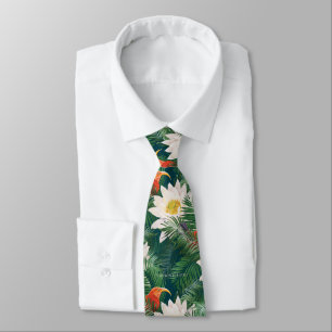 Cravate Les Blancs Lotus Tropical Birds & Lotus Motif