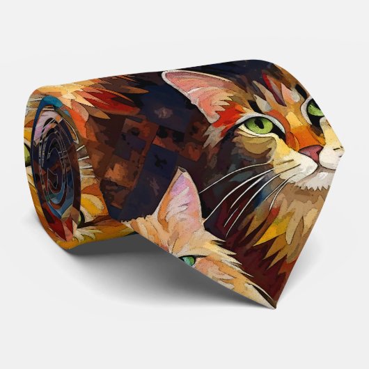 Cravate Les chats face aux animaux Art (Roulé)