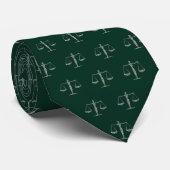 Cravate Les échelles de justice en vert (Roulé)