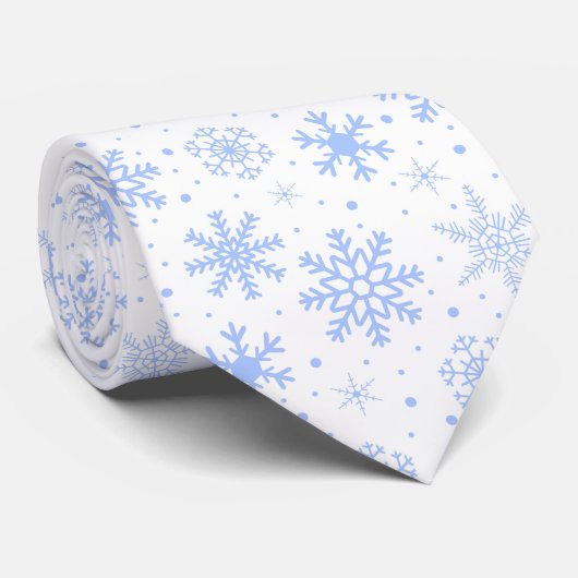 Cravate Les flocons de neige en bleu (Roulé)