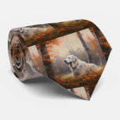 Cravate Les grandes Pyrénées à l'automne Feuilles automne  (Roulé)