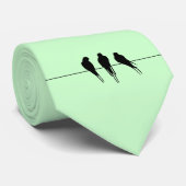 Cravate Les merles silhouettent sur le fil (Roulé)