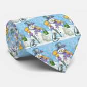 Cravate Les mignons animaux construire un bonhomme de neig (Roulé)