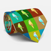 Cravate Les perruches Design carrelé dans les tons terre (Roulé)