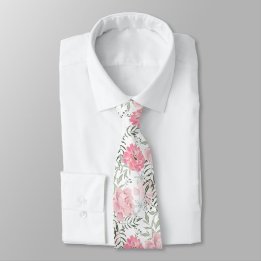 Cravate Les pivoines roses (Attaché)