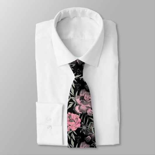 Cravate Les pivoines roses (Attaché)