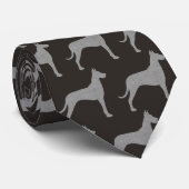 Cravate Les silhouettes des grands chiens danois Motif gri (Roulé)