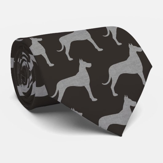 Cravate Les silhouettes des grands chiens danois Motif gri (Roulé)