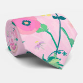 Cravate L'été Pré Floral Nature Rose Illustration (Roulé)