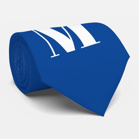 Cravate LETTRE INITIALE Bleu Profond Monogramme Moderne De (Roulé)