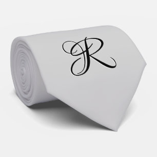 Cravate LETTRE INITIALE Calligraphie 3D Noire   Pastel Gre