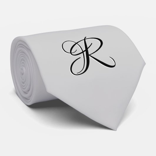 Cravate LETTRE INITIALE Calligraphie 3D Noire | Pastel Gre (Roulé)