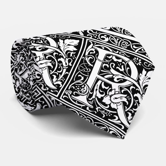 Cravate Lettre R Monogramme médiéval Art Nouveau (Roulé)