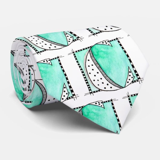 Cravate Lettre unique C Turquoise initial (Roulé)
