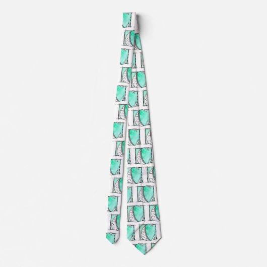 Cravate Lettre unique C Turquoise initial (Dos)