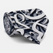 Cravate Lettres arabes noir et blanc  (Roulé)