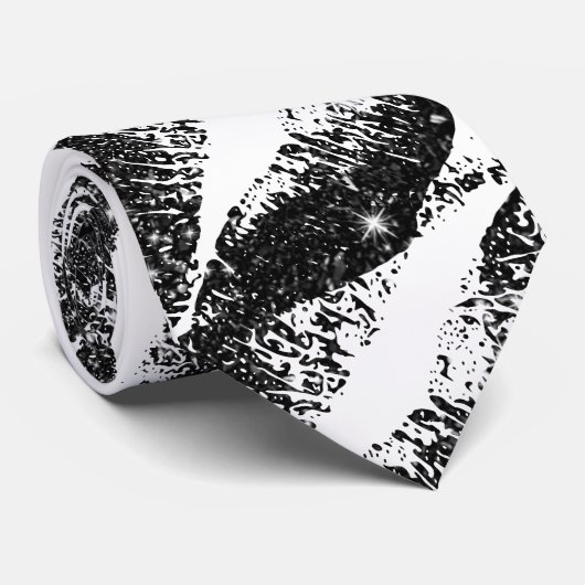 Cravate Lèvres à Parties scintillant noire (Roulé)