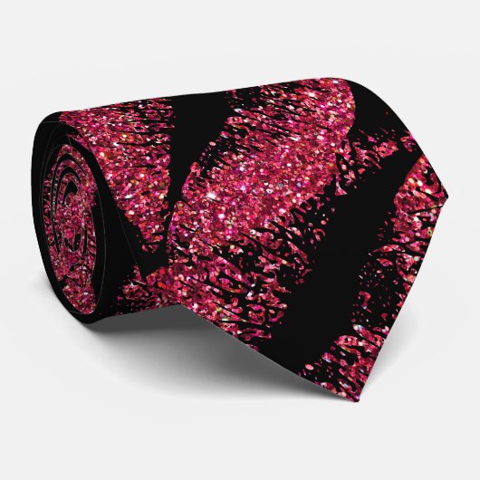 Cravate Lèvres à Parties scintillant rouge (Roulé)