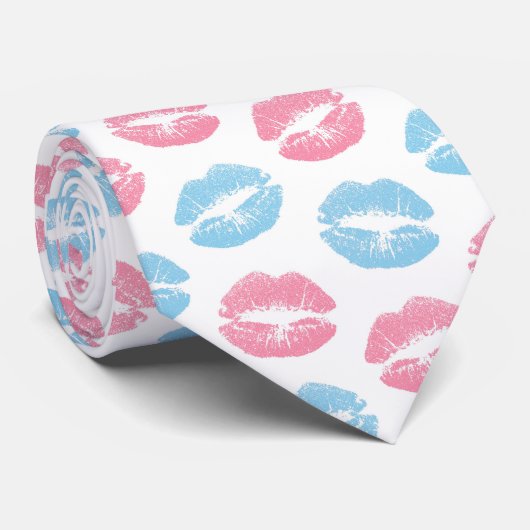 Cravate Lèvres bleues et roses Motif, Baguette à lèvres, B (Roulé)