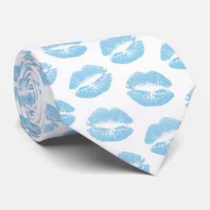 Cravate Lèvres Bleues, Motif De Lèvres, Bleu, Baiser