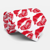 Cravate Lèvres rouges en blanc (Roulé)