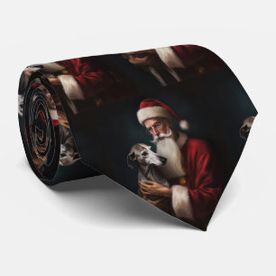 Cravate Lévrier avec le Père Noël Noël Festif
