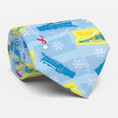 Cravate L'Express polaire | Retro Train & Ticket Motif (Roulé)