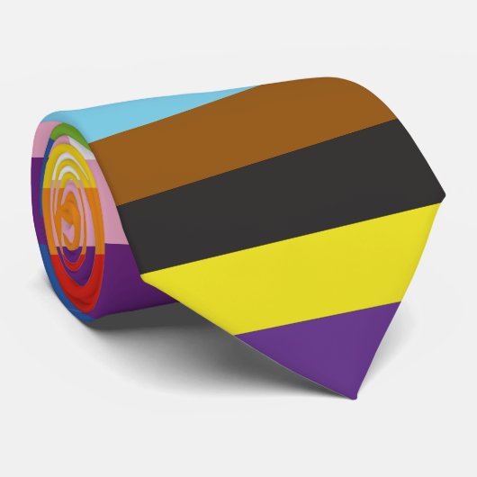 Cravate LGBTQ+ orgueil inclus bandes de drapeau progressiv (Roulé)
