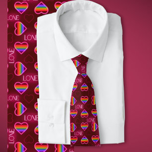 Cravate LGBTQ+ Pride Coeurs arc-en-ciel