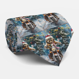 Cravate Lhasa Apso Chien à Moto Noël 