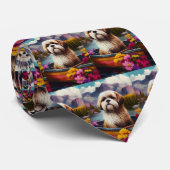 Cravate Lhassa Apso sur une rame : une aventure Pittoresqu (Roulé)