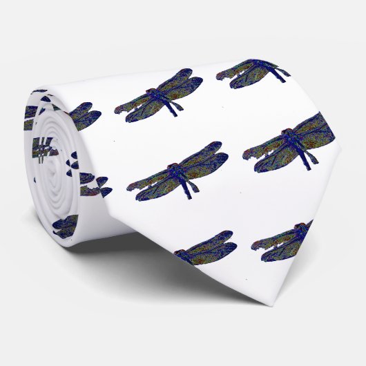 Cravate Libellule au néon (Roulé)