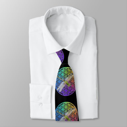 Cravate libellule | fleur de vie colorée | chakra (Attaché)
