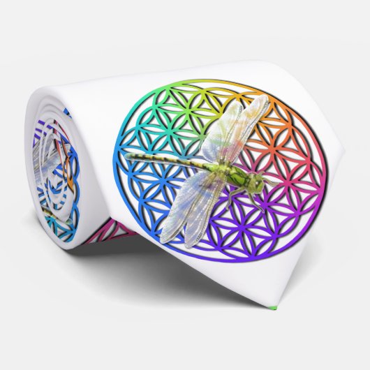 Cravate libellule | fleur de vie colorée | chakra (Roulé)