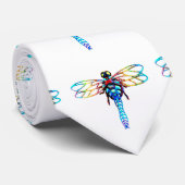 Cravate libellules iridescentes blanc (Roulé)