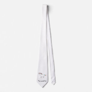 Cravate licorne arc-en-ciel blanc mou