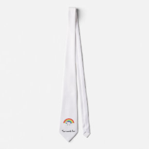 Cravate Licorne blanche sur l'arc-en-ciel et les nuages