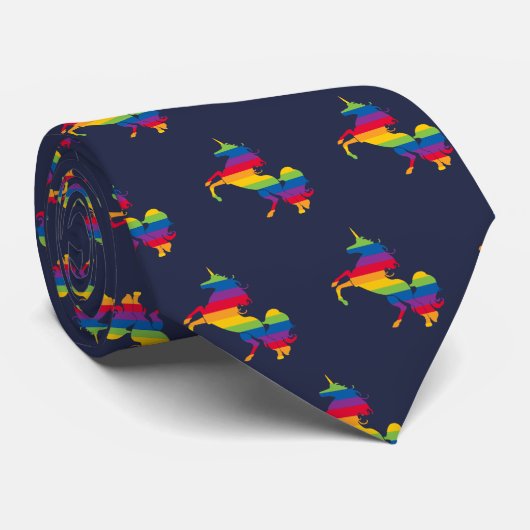 Cravate Licorne, fierté d'arc-en-ciel (Roulé)