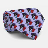 Cravate Licorne noire fleurs de jardin de minuit violet (Roulé)