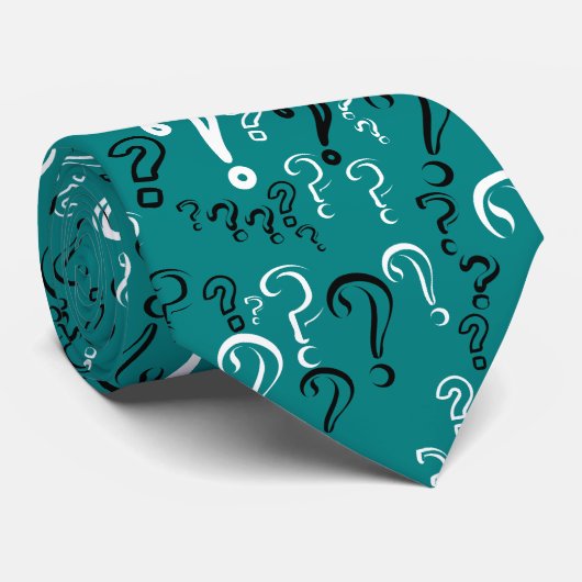 Cravate Lien affligé de points d'interrogation blanc, (Roulé)