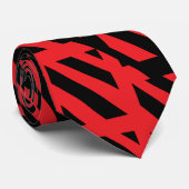 Cravate Lien rouge et noir avec conception abstraite (Roulé)