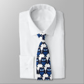 Cravate Lier Blanche Hibou Bleu (Attaché)