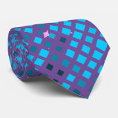 Cravate Lier Pixels Motif 01.LBlue. BG pourpre (Roulé)