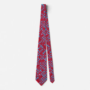 Cravate Lier Pixels Motif 01.LBlue. BG rouge
