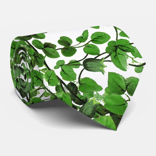 Cravate Lierre vert floral (Roulé)
