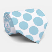 Cravate Light Blue Polka Dots on White Custom Necktie (Roulé)