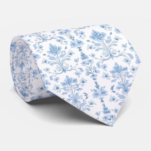 Cravate Light blue white neck tie (Roulé)