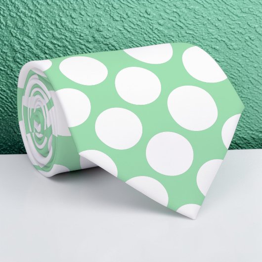 Cravate Light Green Jumbo Polka Dots Custom Necktie